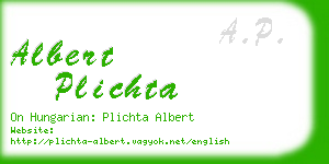 albert plichta business card